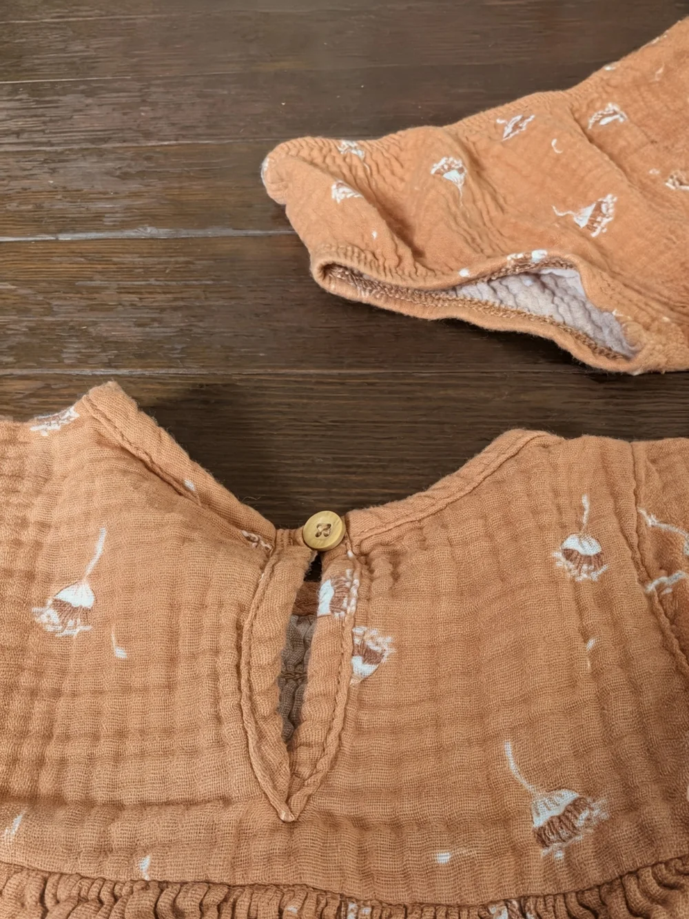 100% Cotton Gerber Rust Orange Smocked Dress & Bloomer Set